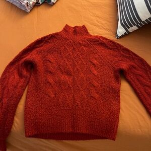 Abercrombie Cozy Red Cable Knit Sweater